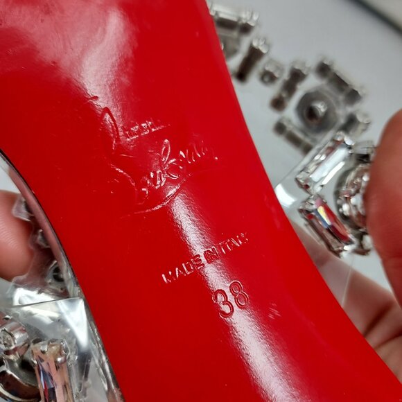 Christian Louboutin Just Jewel Silver Bridal Wedding PVC Heel Sandal - Picture 7 of 13